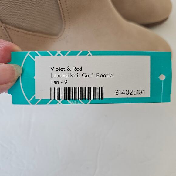 Violet & Red Loaded Knit Cuff Bootie Tan Women's 9 Neutral Casual Fall Western - Picture 9 of 9